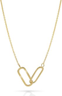 'Roos' Dames 925 Sterling Zilveren Set: Halsketting + Oorbellen - Gouden SET-7561/G - One Size