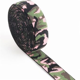 Rooster Elastische Bands 25MM Streep Elastische Lint voor Hoofddeksels Kleding Tassen Broek Rubber Singels DIY Naaien Accessoires camouflage roze