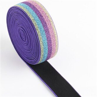 Rooster Elastische Bands 25MM Streep Elastische Lint voor Hoofddeksels Kleding Tassen Broek Rubber Singels DIY Naaien Accessoires gillter paars