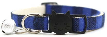 Rooster Kat Kraag Met Bel Voor Kitten Leuke Canvas Kat Halsbanden Met Bell Abs Gespen Verstelbare Puppy Ketting Huisdier Kat accessoires Blauw