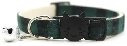 Rooster Kat Kraag Met Bel Voor Kitten Leuke Canvas Kat Halsbanden Met Bell Abs Gespen Verstelbare Puppy Ketting Huisdier Kat accessoires groen