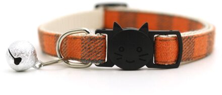 Rooster Kat Kraag Met Bel Voor Kitten Leuke Canvas Kat Halsbanden Met Bell Abs Gespen Verstelbare Puppy Ketting Huisdier Kat accessoires oranje
