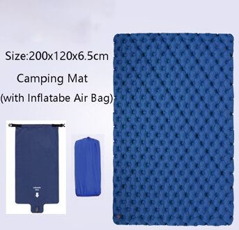 Rooxin Ultralight Camping Mat Opblaasbare Matras 2 Mensen Slapen Pad Waterdicht Pad Verdikte Camping Mat Air Opblaasbare Zak marine met zak