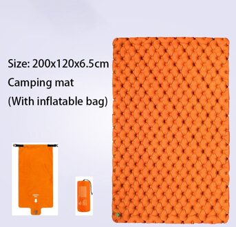 Rooxin Ultralight Camping Mat Opblaasbare Matras 2 Mensen Slapen Pad Waterdicht Pad Verdikte Camping Mat Air Opblaasbare Zak oranje met zak