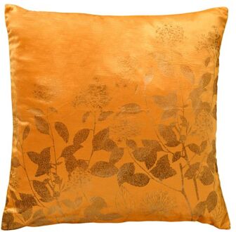 ROSALIE - Kussenhoes 45x45 cm - velvet - bloemen en blaadjes - Golden Glow - geel