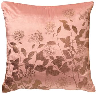 ROSALIE - Kussenhoes 45x45 cm - velvet - bloemen en blaadjes - Muted Clay - roze