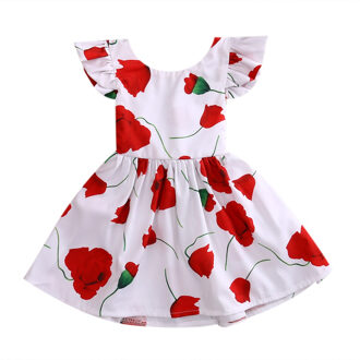 Rose bloemen mouwloze Baby Kids Meisje Jurk Peuter Prinses Partij Tutu Zomer Bloemen Jurk Bloem Leuke 5