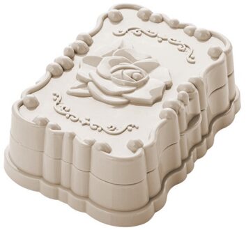 Rose Gesneden Dubbele Zeepkist Badkamer Met Deksel Zeepkist Stofdicht Afgevoerd Droog Creatieve Reizen Draagbare Zeep Kleine Doos Zeep doos Beige