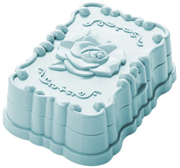 Rose Gesneden Dubbele Zeepkist Badkamer Met Deksel Zeepkist Stofdicht Afgevoerd Droog Creatieve Reizen Draagbare Zeep Kleine Doos Zeep doos Blauw