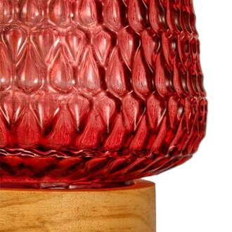 Rose Glamour E27-LED batterij houten voet rosé