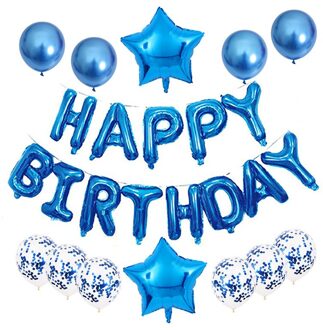 Rose Gold Bruiloft Verjaardag Ballonnen Gelukkige Verjaardag Brief Folie Ballon Baby Shower Anniversary Event Party Decor Supplies blauw