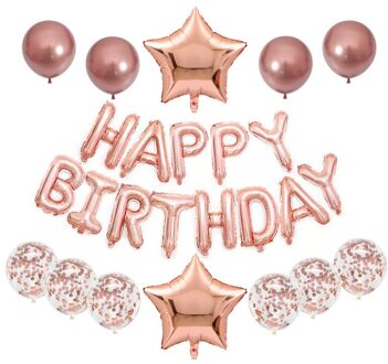 Rose Gold Bruiloft Verjaardag Ballonnen Gelukkige Verjaardag Brief Folie Ballon Baby Shower Anniversary Event Party Decor Supplies roos goud