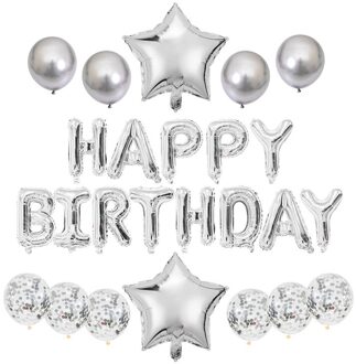 Rose Gold Bruiloft Verjaardag Ballonnen Gelukkige Verjaardag Brief Folie Ballon Baby Shower Anniversary Event Party Decor Supplies zilverachtig