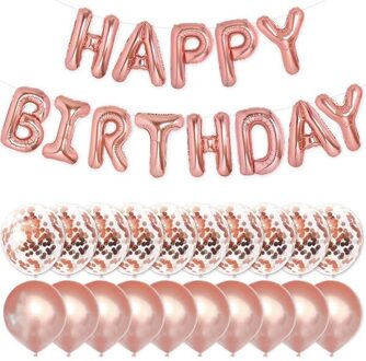 Rose Gold Gelukkige Verjaardag Ballonnen 16 Inch Letters Banner Verjaardagsfeestje Decoraties En Benodigdheden Voor Meisjes En Vrouwen roos goud