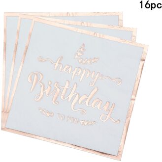 Rose Gold Gelukkige Verjaardag Banner Roze Gelukkige Verjaardag Slingers Vrouwen 16 18 21th Gelukkige Verjaardag Party Decor Kids Meisje 1st roze 16stk napkins
