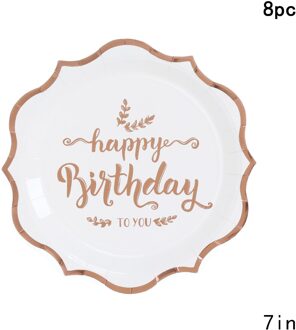 Rose Gold Gelukkige Verjaardag Banner Roze Gelukkige Verjaardag Slingers Vrouwen 16 18 21th Gelukkige Verjaardag Party Decor Kids Meisje 1st roze 8stk 7duim plates