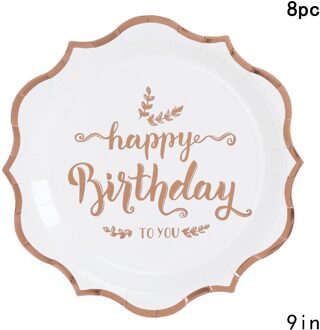 Rose Gold Gelukkige Verjaardag Banner Roze Gelukkige Verjaardag Slingers Vrouwen 16 18 21th Gelukkige Verjaardag Party Decor Kids Meisje 1st roze 8stk 9duim plates
