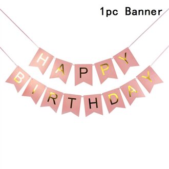 Rose Gold Gelukkige Verjaardag Banner Roze Gelukkige Verjaardag Slingers Vrouwen 16 18 21th Gelukkige Verjaardag Party Decor Kids Meisje 1st roze
