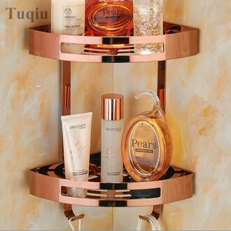Rose Gold Rvs Badkamer Zeepbakje Bad Douche Plank Bad Shampoo Houder Mand Houder hoekplank dubbele roos goud