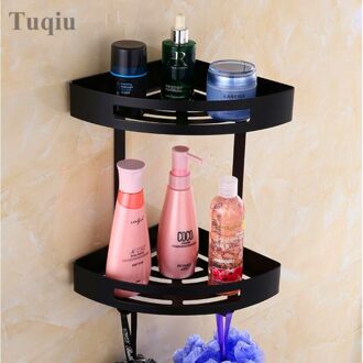 Rose Gold Rvs Badkamer Zeepbakje Bad Douche Plank Bad Shampoo Houder Mand Houder hoekplank dubbele zwart