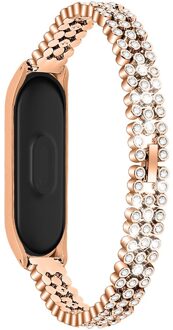 Rose Gold Smart Accessoires Horloge Band Voor Xiaomi Mi Band 4 Vervanging Diamonds Rvs Horloge Band Armband roos goud