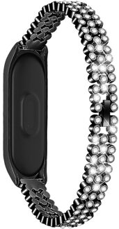 Rose Gold Smart Accessoires Horloge Band Voor Xiaomi Mi Band 4 Vervanging Diamonds Rvs Horloge Band Armband zwart