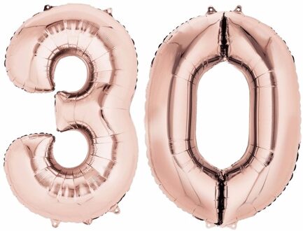 Rose gouden ballon 30 jaar - Ballonnen Roze