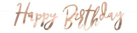 Rose gouden feest slinger Happy Birthday 62 cm Goudkleurig