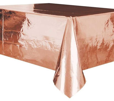 Rose gouden folie tafelkleed/tafellaken 137 x 274 cm rechthoekig - Feesttafelkleden Goudkleurig