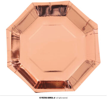 Rosé Gouden Partybordjes 23cm (6st) Goud - Brons