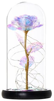 Rose Kit, Kleurrijke Goudfolie Rose En Led Licht In Glazen Koepel, Voor Home Decor Verjaardag, bruiloft, Valentijnsdag