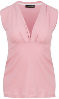 Rose Mouwloze Jersey Faux Wrap Top Biologisch Katoen - maat EU 42 / UK 14 Rosé