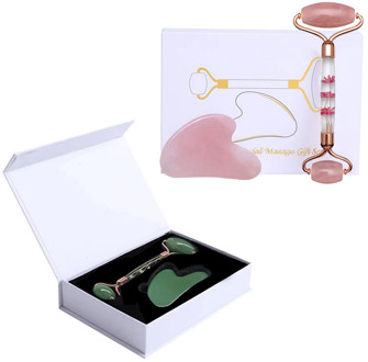 Rose Quartz Petal Roller Face Massager Gouache For Face Jade Facial Massage Roller Heart-shaped Guasha Anti-wrinkle Skin Care