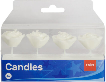 Rose Shaped Candles White /4