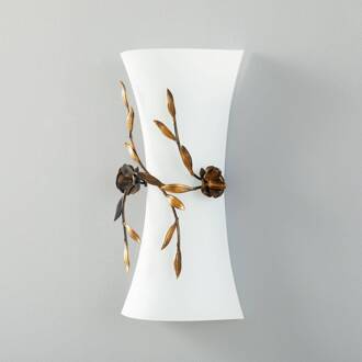 Rose wandlamp met glazen kap goud antiek, wit