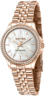 Roségouden Quartz Horloge met Witte Wijzerplaat Sector No Limits , Pink , Dames - ONE Size