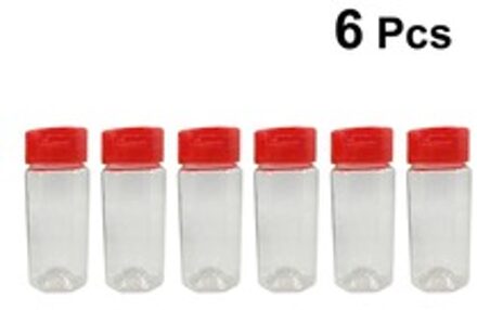 ROSENICE 6 pcs Plastic Kruiden Fles Spice Pot Peper Shakers Zout Jar Kruiderij Kan Cruet voor Barbecue Keuken (Rood)