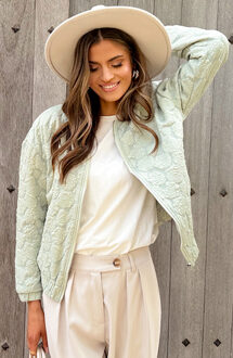 Roses Bomber Jacket Mint Mintgroen