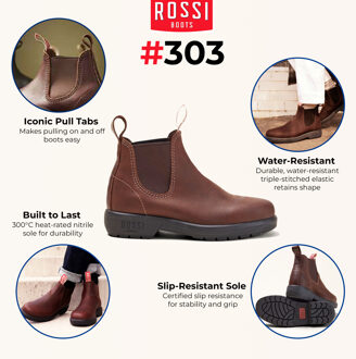 Rossi 303 Endura Redwood Bruine Leren Chelsea Laarzen - EU 48.5 / UK 13