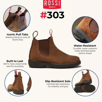 Rossi 303 Endura Rustieke Bruine Suède Leren Chelsea Laarzen - EU 44.5 / UK 10
