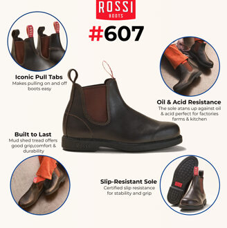 Rossi 607 Booma Bruine Leren Chelsea Boots - EU 38.5 / UK 5.5