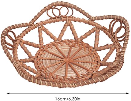 Rotan Brood Mand Ronde Hand Geweven Thee Lade Voedsel Serveerschaal Voor Diner Partijen Koffie Ontbijt