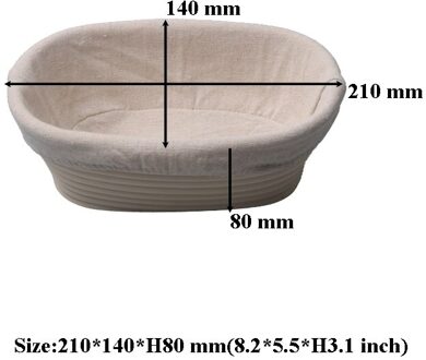 Rotan Brood Proofing Mand Natuurlijke Ovale Rotan Rieten Deeg Gisting Zuurdesem Banneton Brood Mand Met Doek Bag 21X15X8CM