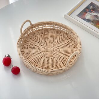 Rotan Fruitmand Hand Geweven Brood Lade Ontbijt Mand Fruit Lade Huishouden Woonkamer Opslag Mand Schieten Servies D 24x24x4.5cm