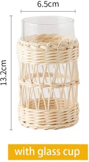 Rotan Glazen Cup Beschermhoes Handvat Japanse Stijl Handgemaakte Home Glas Cups Natuurlijke Rieten Weave Water Cup Keuken Benodigdheden