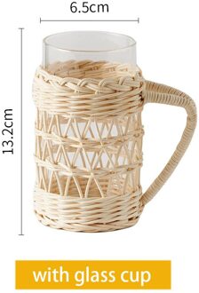Rotan Glazen Cup Beschermhoes Handvat Japanse Stijl Handgemaakte Home Glas Cups Natuurlijke Rieten Weave Water Cup Keuken Benodigdheden