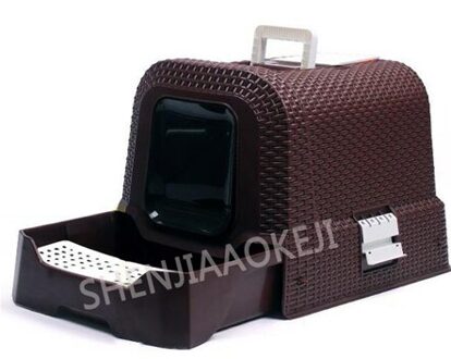 Rotan Grote ruimte mest wastafel dierbenodigdheden volledig gesloten kattenbak Single-layer lade kattenbak deodorant kattenbak rood