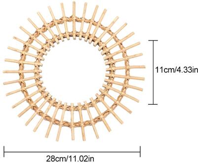 Rotan Innovatieve Art Decoratie Ronde Make-Up Spiegel Dressing Badkamer Muur Opknoping Spiegel 28cm