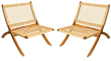 Rotan Loungestoel - vouwbaar - FSC bamboe/Hout Bruin