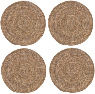 Rotan Placemats Rond - 10x - grof bruin - Dia 38 cm - handgemaakt van natuurlijk materiaal